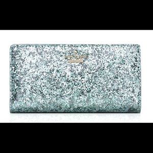 Kate Spade baby blue glitter wallet